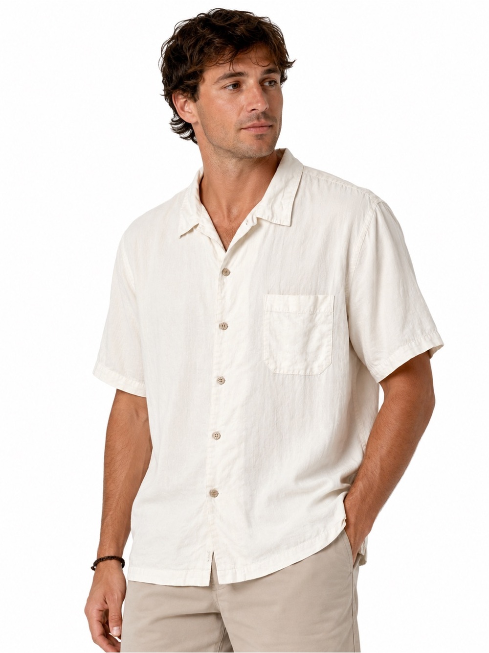 Tommy Bahama 100% Silk Camp Shirt Men’s Medium White Embroidered